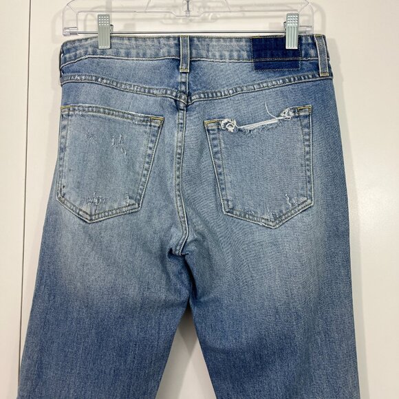 AMO Size 29 Blue Twist Heartbreaker Ankle Slim Straight Fray Hem Jeans - Picture 10 of 16